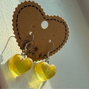 Handmade Yellow Valentine Heart‎ Earrings